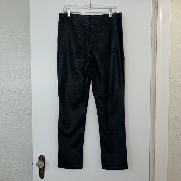 Free People Women's Vegan Black Leather Straight Leg Pants Size 12 - Picture 4 of 6